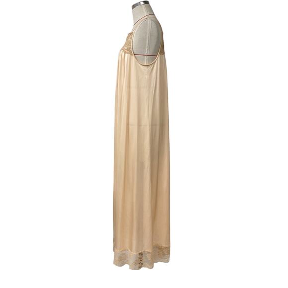 Vintage Womens Peach Lace Detail Long Slip Dress - Picture 5 of 7